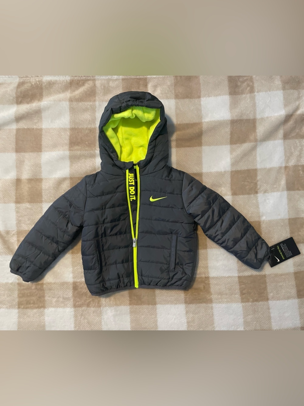 NWT Nike Boys 18-24 month Dark Gray Quilted Baby Puffer Jacket